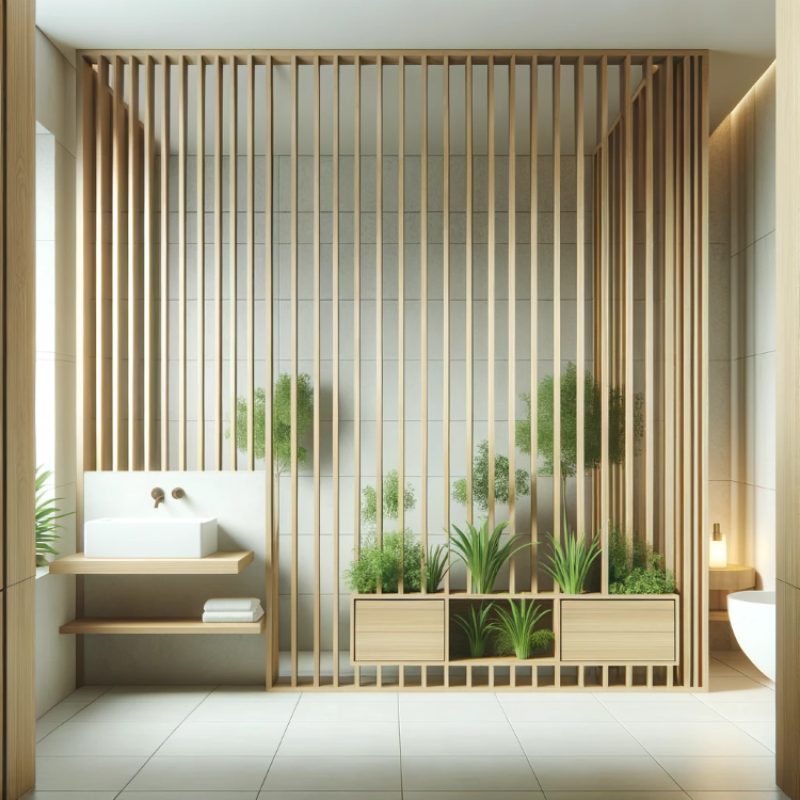 Claustra bois salle de bain